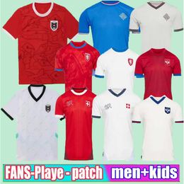 24 Nuove maglie di calcio Reubblica Ceca Svizzera Svizzera in trasferta 25 Austria Red Blue White 2024 2025 Islanda Sorme camicie da calcio Sortwear Serbia Camisola Euro Maglie