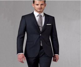 Black Business Men Suits Custom Made Bespoke Classic Black Wedding Suits For Men Tailor Made Groom Suit WOOL Tuxedos For Men7876475