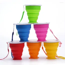 Cups Saucers Folding 200ml Retractable Food Grade Water Cup Travel Silicone Coloured Portable Outdoor Coffee Handcup