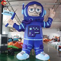 Outdoor Activities 10m high Blue inflatable astronaut with glasses inflatable Spaceman model cartoon with air blower for sale