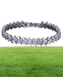 18K White Gold Plated Zirconia Tennis Bracelet Diamond Hand Chain for Men Women Heart Love Crystal Bracelets Bangle Lover Gift Val7110146