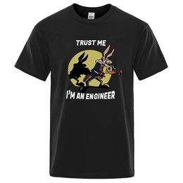 Trust Me Im An Engineer T Shirt For Men Pure Cotton Vintage T-Shirt Round Neck Engineering Tees Classic Man Clothes Oversized 240412