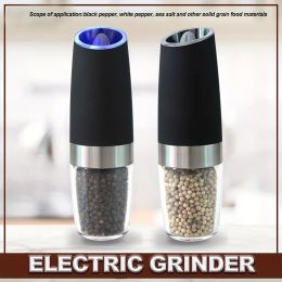 Blender 2piece Automatic Gravity Electric Salt And Pepper Grinder Set With Coarseness And LED Light BatteryFree Refillable