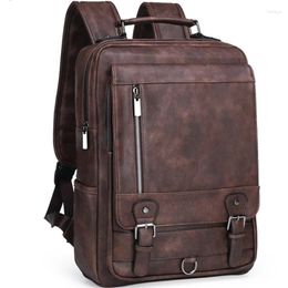 Backpack Men's Fashion Leather Men Business Male 15.6" Laptop Bag Daypacks Large Capacity Travel College School