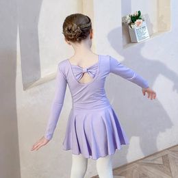 Stage Wear Toddler Kids Girls Cotton Gymnastics Leotard Ballet Dress LongSleeve Dance Tutu Dancewear Ballerina Clothes For