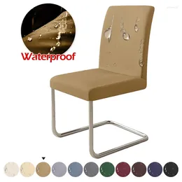 Chair Covers Waterproof Adjustable Set Dining Room Stretch Solid Color Seat Slipcover Removable High Back Chairs Cover