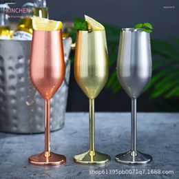 Wine Glasses XINCHEN Stainless Steel Champagne Cup Glass Cocktail Creative Metal Bar Restaurant Goblet Rose Gold