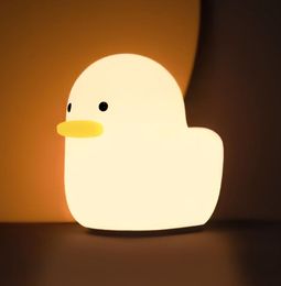 UNEEDE LED Benson Duck Night Light Cute Animal Silicone Nursery Rechargeable Table Lamp with Touch Sensor for Baby Girls Women Bed1945677