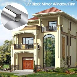 Window Stickers Silver One-way Static Film PVC Material UV Blocking Privacy DIY Tint Mirror Shielding Sunshade
