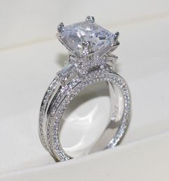 Vecalon Women Big Jewellery ring Princess Cut 10ct Diamond stone 300pcs Cz 925 Sterling Silver Engagement Wedding Ring Gift3308921