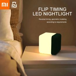 Irrigators Xiaomi Youpin Flip Night Light USB Rechargeable Timing LED Atmosphere Table Lamp Bedroom Bedside Lamp Sleeping Light Home Decor