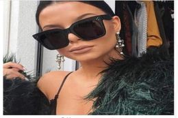 2019 Kim Kardashian Sunglasses Lady Flat Top Eyewear Lunette Femme Women Luxury Branded Sunglasses Women Rivet Sun Glasse UV4001024978