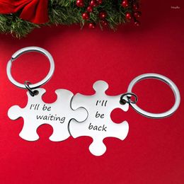 Keychains Couples Puzzle Keychain Pendant I'll Be Waiting /back Key Chain Valentine's Day Boyfriend Girlfriend Husband Wife Gift