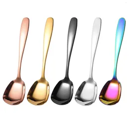 Coffee Scoops Square Head Stainless Steel Spoons Rice& Soup Large Children's Tablespoons For Kitchens Restaurants Els