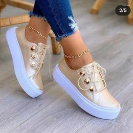 Casual Shoes Lace-up Solid Women's Vulcanized Sneakers On Sale 2024 High Quality Low Heel Round Toe Zapatillas