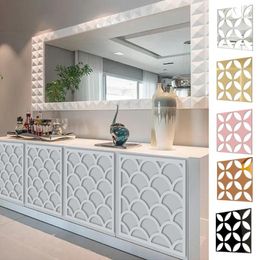 Window Stickers 4Pcs Mirror Sticker 20x20CM PS Board 3D Wall Bedroom Decal DIY Home Art Kitchen Decor Waterproof Adhesive