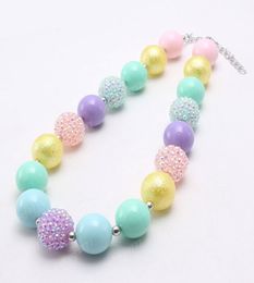 New candy Colour fashion baby chunky bubblegum handmade girls kids diy rhinestone beads necklace Jewellery for child gift2381311