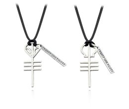 Colares Moda 21 Twenty One Pilots Rock Band Skeleton Pingentents Cord Bff Friends Colar Punk Men Mulheres Música Hip Hop Jewelr6108070