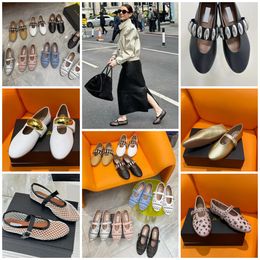 With Box Dress Shoes Designer Sandals ballet slipper slider flat dancing Womens round toe Rhinestone Boat formal office Luxury leathers riveted buckle size GAI 35-40