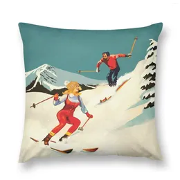 Pillow Gone Skiing Retro Art Throw Sofa S Cover Pillowcases For Pillows Covers Sofas Luxury