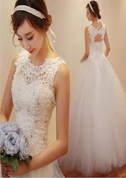 Tulle Bridal Wedding Dress Romantic Custom Made Vintage Jewel FloorLength Applique Beadings Wedding Vestidos Bridal Dress7387222