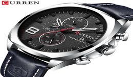 Luxury Top Brand CURREN Men039s Watch Leather Strap Chronograph Sport Watches Mens Business Wristwatch Clock Waterproof 30 M 203899054