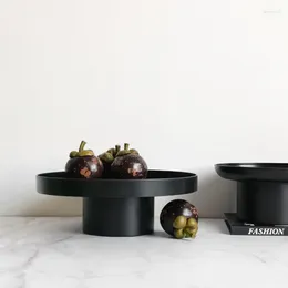 Plates Scandinavian Creative Ins Wind Tall Tray Fruit Plate Minimalist Home Modern Pastry Wedding Black