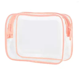 Storage Bags 1pc Pink Travel Cosmetic Bag Multi Function Wash Transparent Waterproof PVC Make Up Pouch Bathroom Bath Organiser