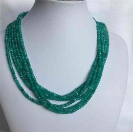 Faceted 34MM 136Layers Classic Vintage Natural Stone Jewelry Handmade Blue Green Color ite Bead Strand Necklace 2103314397051