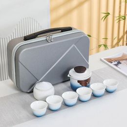 Teaware Sets Set Gradient Colour Solid Travel Tea Outdoor Portability Ceramic Teapot Teacup Maker Corporate Gift