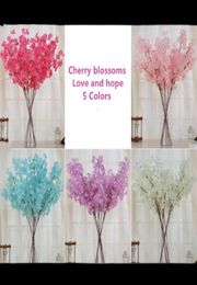 New artificial flowers simulation Cherry blossoms wedding supplies silk flower bouquet home decoration 5 colors 10 PCS Lot2011859
