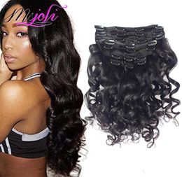 Human Hair Malaysian Virgin Hair Clip In Hair Extensions 140G Natural Colour 7piecesset Loose Wave Clip Ins Unprocessed 1028 Inch7123691