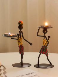 Candle Holders Creative Iron Art Candlestick Home Decoration Accessories Candlelight Dinner Woman Figurines Romantic Wedding Ornaments