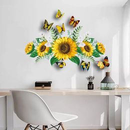 Wall Stickers Sticker Kindergarten Nursery Home Decor DIY Decals Waterproof Bathoom Sunflowers 3D Butterflies Self Adhesive Bedroom PVC