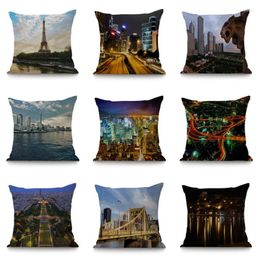 Pillow Covers 45 45cm The View Of City Pattern Pillows Decorative Pillowcases For Home Sofa Office Chair Decor