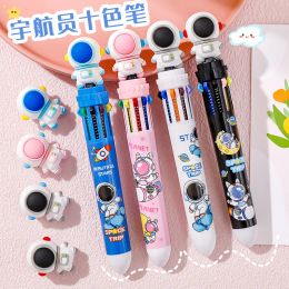 Pens Wholesale Astronaut Ten Colour Ballpoint Pen Cartoon Student Stationery Colour Press Pens Handbook Writing Prize Colour ink