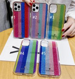 Glitter Watercolour cell Phone Case for iPhone 12 11 mini Pro MAX XS XR 7 8 plus SE 2 rainbow TPU back cover shell8460647