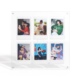 Frames New Double Layer Clear Acrylic Frame Floating Magnetic Photo Frame for Fujifilm Instax Mini Film with Free Standing