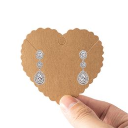 50Pcs Heart Brown White Cardboard Earring Display Card Holder Tags Jewellery Label Hanging For Storage Packaging Supplies Material