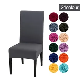 Chair Covers 2024 Solid Colors Seat Cover Dining Room Restaurant Weddings Banquet El Elastic Flexible Stretch Spandex