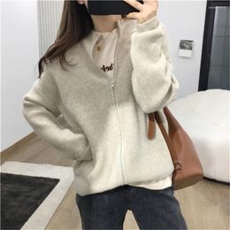 Women's Knits Women Sweater Clothing Wool Half-high Zipper Cardigan Spring Autumn Fashion Female Casual Knitted Tops Cashmere Soft Jacket