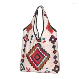 Storage Bags Oriental Traditional Farmhouse Vintage Bohemian Style Grocery Shopping Shopper Tote Shoulder Bag Large Boho Handbag