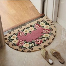 Carpets Flower Flocking Indoor Entrance Doormat Anti-slip Latex Bottom Machine Wash Floor Mat Kitchen Bathroom Rug Carpet For Home Decor