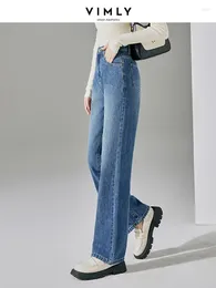 Women's Jeans VIMLY Soft High Waisted Woman 2024 Autumn Cotton Blend Wide-leg Flare Denim Pants Trousers Vintage Clothes 72132