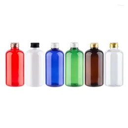 Storage Bottles 24pcs 220ml Empty Brown Plastic Cosmetic Container With Aluminium Cover Shampoo Packaging Bottle White Blue Clear Black