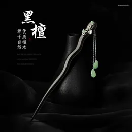 Hair Clips Chinese Stick Black Wooden Tassel Hairpin Chopsticks For Women Hanfu Party Decor Vintage Jade Fringe Bun Jewelry