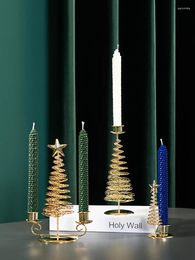 Candle Holders Golden Pillar Holder Designer Vintage Metal Luxury Stick European Kandelaar Christmas Decoration DL60ZT