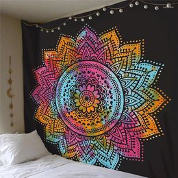 Tapestries Large 200x150cm Mandala Polyester Tapestry Wall Hanging Boho Beach Mat Floral Blanket Yoga Home Bedroom Art Carpet