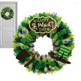 Decorative Flowers St Patrick's Day Front Door Sign Irish Clover Wreath Green Welcome For Lucky Rustic Round Wreaths