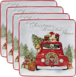 Plates For Christmas 10.5" Dinner Plate Set Of 4 Multicolor